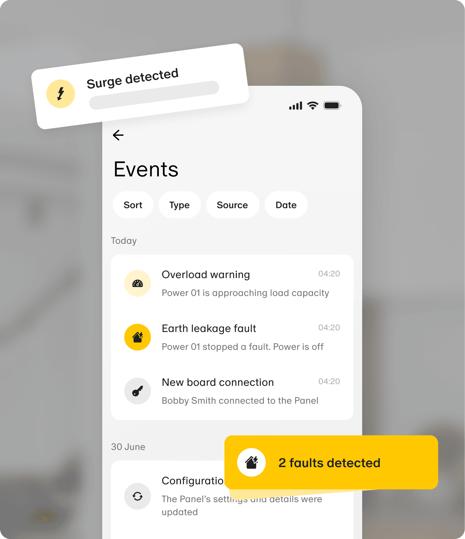 The Basis Home App showing live circuit activity