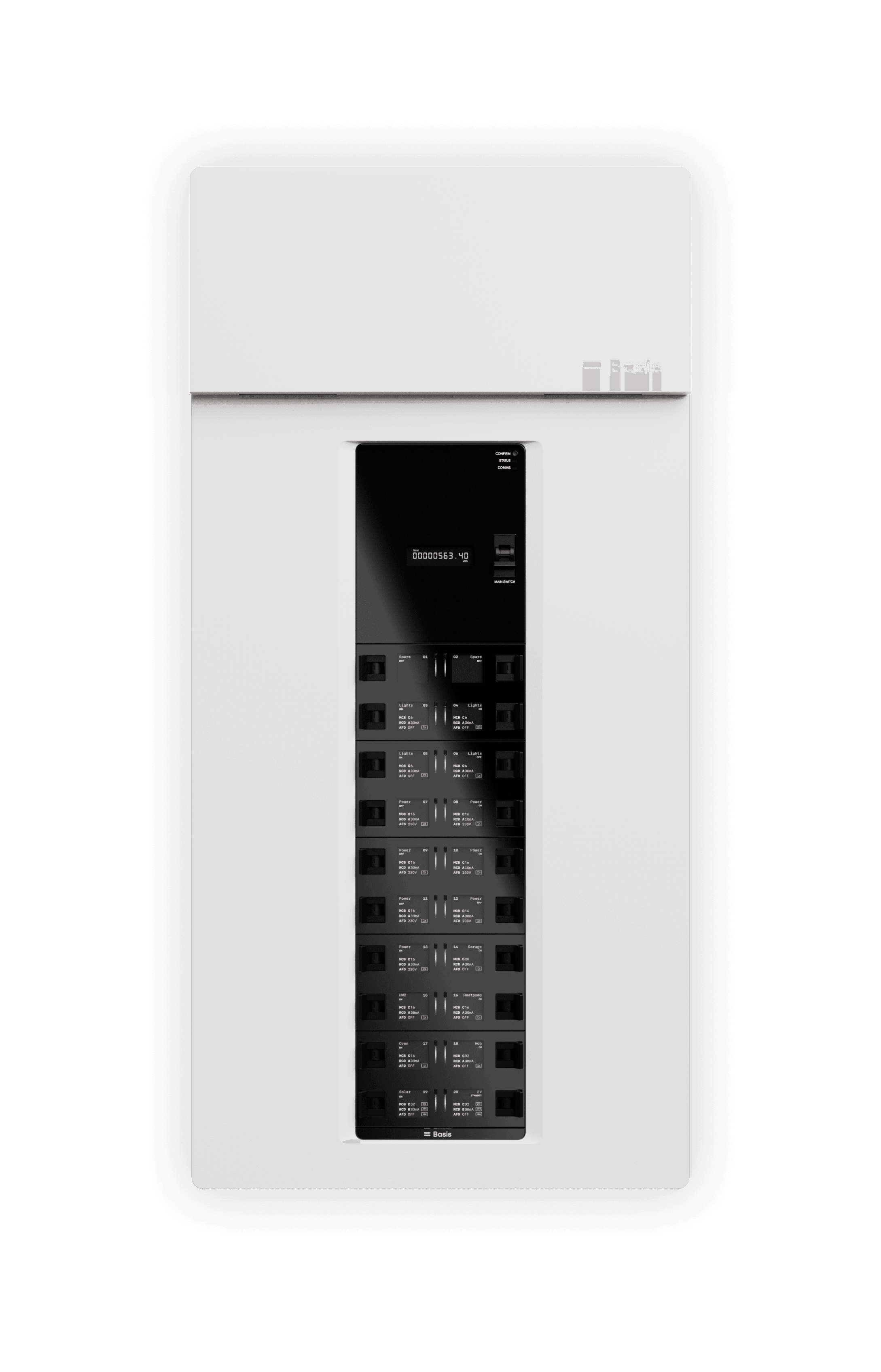 Close-up of the main switch at the top of a Basis Board.